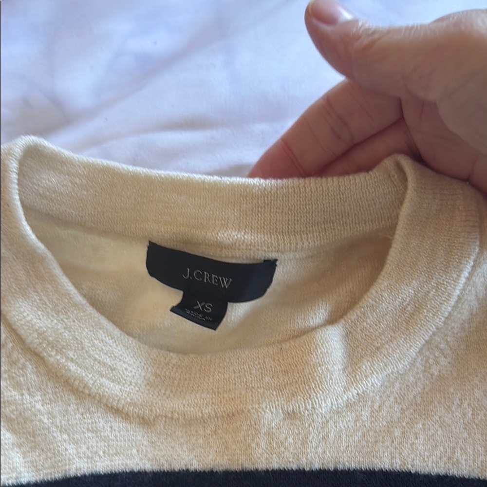 Free with 50 purchase - Jcrew Cream and Black Striped Sweater 100% Wool - Picture 2 of 3